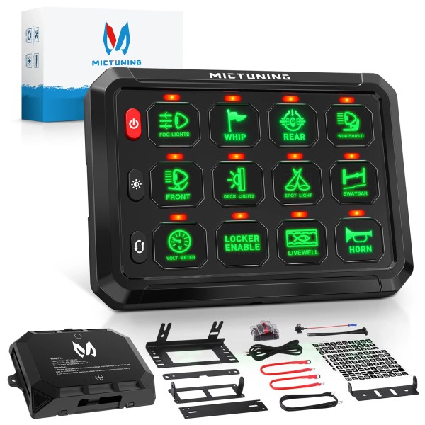 MICTUNING 12 Gang Switch Panel LED Light Bar Relay System