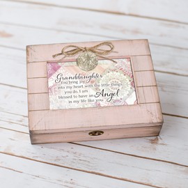 Cottage Garden Granddaughter Joy Blessed Blush Pink Distressed Locket Music Box Plays Amazing Grace