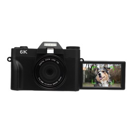 Dpofirs 6K Digital Camera for Photography, Vintage 75MP Vlogging Camera with WiFi, 3Inch 180 Flip Screen Autofocus Video Cameras with 16X Zoom for Travel YouTube (Black)