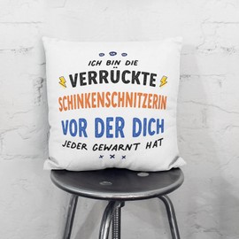 MUGFFINS HAM CARVER woman Cushion Padding included - in German - Dich alle gewarnt haben - Funny gift - Pillow: cover and filling 15.7x15.7 inches