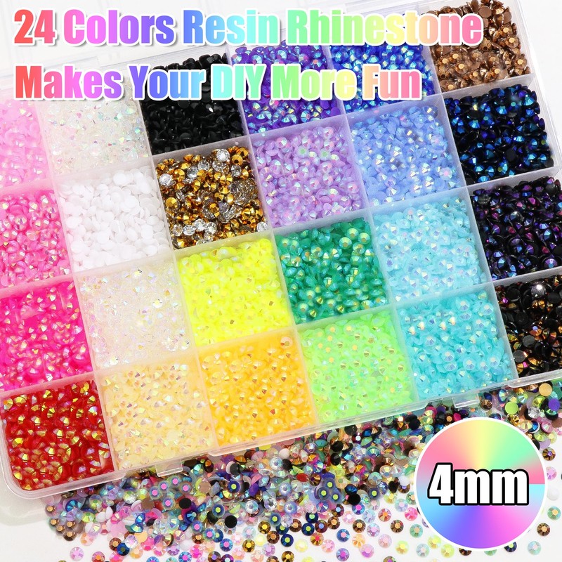 18000Pcs Resin Jelly Bedazzled Kits 24 Colors 4MM Rhinestone Diamond