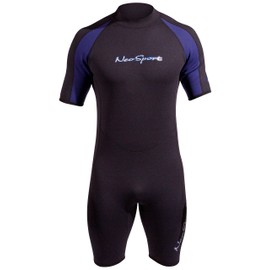 NeoSport Men's and Women's 3mm Short Wetsuit- Scuba Diving, Snorkeling and Water Sports - Comfort, Flexible and Anatomical Fit - Internal Key Pocket and Adjustable Collar