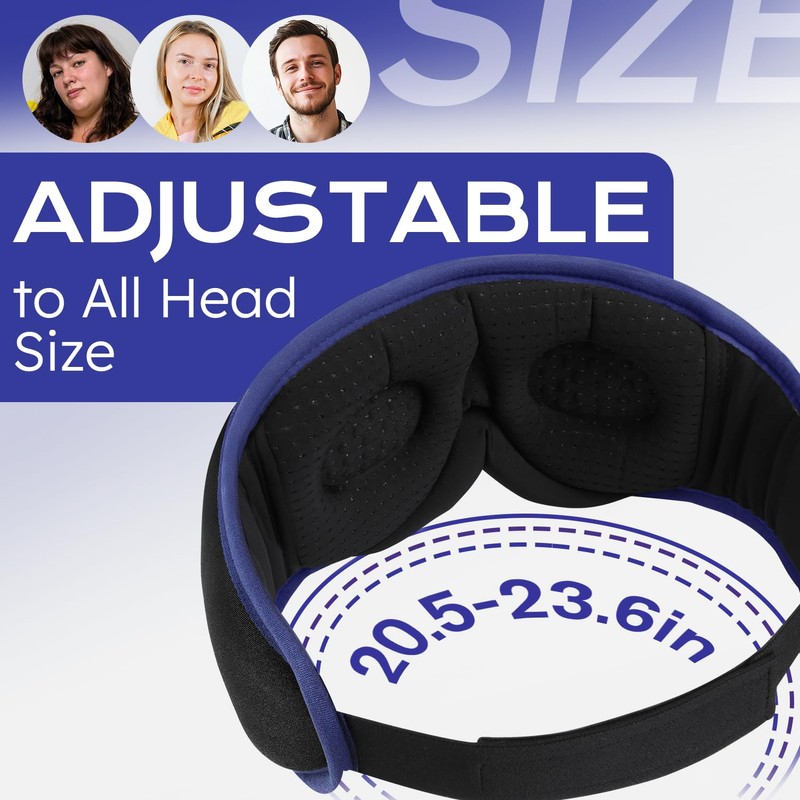 LC-dolida Bluetooth Sleep Mask Headphones for Side Sleeper, Total Blackout