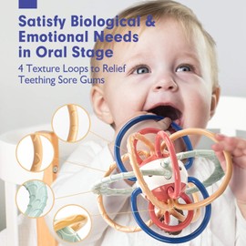 hahaland Baby Teething Toys for Babies, Newborn Infant Baby Toys 0-3 3-6 Months, Baby Teether Rattles for Baby, Baby Boy Girl Shower Gifts, 4 Textures for 0 Months+