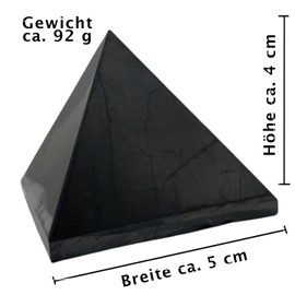 CHONIT Shungite Pyramid 4 cm in Black, Shungite Stone or Shungite Crystal Pyramid, Chakra Stones as Healing Pyramid and Protection