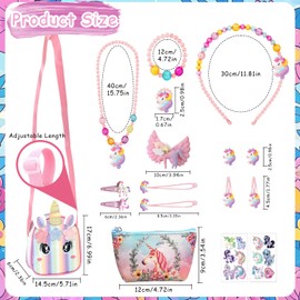 TAOBRGB Handbag Girl, Jewellery Set Girls Gift Girls 4 Years, Bag Girls Children Gift Girls 5 Years, Girls Jewellery Toy, Jewellery Set Girls Birthday Gift for Girls, Cotton