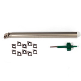 YUFUTOL 3/4" x 10" Indexable Boring Bar, Right-Hand Sclcr S12S-SCLCR Turning Tool Holder with 10 Pcs Indexable Carbide Turning Inserts CCMT09T304(CCMT32.5)