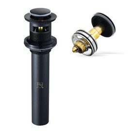 ALTAIR Bathroom Pop-up Sink Drain Stopper with Overflow, Bathroom Sink Drain with Detachable Strainer Basket Anti-Clog Sink Strainer Matte Black