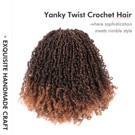 Toyotress Yanky Twist Crochet Hair - 10 Inch 8 Packs (30 Strands/Pcs) Fluffy Spring Mini Twist Short Bob Passion Twist, Ombre Brown Pre-Looped Crochet Braids Braiding Hair (10 Inch, T30-8P)