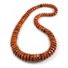 Avalaya Burnt Orange Graduated Wooden Button Bead Necklace with Marbled