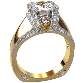 925 Sterling Silver Shiny Full Diamond Gemstone Ring Cubic Zirconia Rings 14K Yellow Gold Crown Modelling CZ Diamond Multi Row Ring Eternity Engagement Wedding Band Ring for Women (US Code 8)