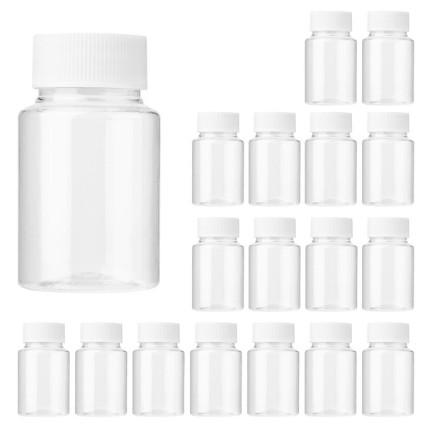 Lamoutor 30 botellas de plástico transparente para medicina, botellas vacías de reactivo con tapas para medicina de polvo sólido líquido, 30 ml