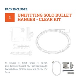 Bullet Hanger with Nylon Cable and Gallery Hooks - Supports 25 lbs - Stand Alone Gallery Cable for Light to Medium Duty Application