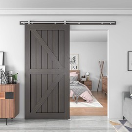 WINSOON Barn Door Hardware Kit 6.6FT: Brushed Nickel Heavy-Duty Smoothly Quietly Low Profile - Stainless Steel Sliding Door Track for in/Exterior - Easy Assemble Top Mount Barn Door Kit for DIYers