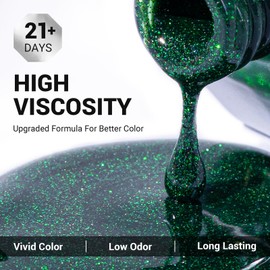 MelodySusie Thick Green Glitter Gel Nail Polish,0.5 Fl Oz Soak Off UV LED Christmas Green Glitter Gel Polish Gift for Women Nail Art Manicure Salon DIY Nail Design Decoration at Home-z215