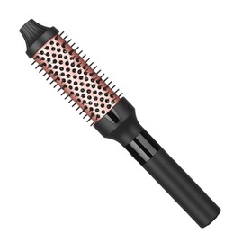 Thermal Brush for Blowout Look, 1 Inch Heated Round Brush, Hair Curling Iron Brush for Loose & Volume Curls, Hair Comb and Curler 2 in 1, Thermal Round Brush Dual Voltage, 2 Temperatures-Rose Gold