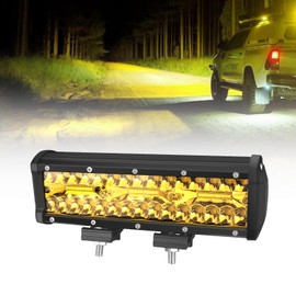 ADTOPI 9 Inch Yellow Led Light Bar 180W 18000LM Sammanlight Offroad Spot Flood Combo Fog Lights Triple Row Driving Work Lights for Truck Jp Car SUV ATV UTV Pickup Boat Marine