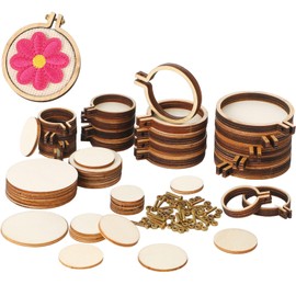 Mini Embroidery Hoops Mini Wooden Hoop Ring Bulk Wood Round Crossing Stitch Hoop Small Frame Circle for Valentine's Day Ornaments DIY Sewing Craft(20 Pieces,1.2 x 1/1.4 x 1.2/1.6 x 1.8/2.2 x 2 Inch)