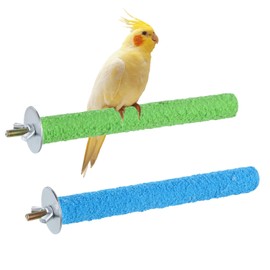Parakeet Bird Perches for Cage, 2Pcs Wood Parrot Stand Cage Accessories Colorful Natural Wooden Stick Paw Grinding Rough-surfaced Chew for Parakeet Cockatiel Conure Budgies Lovebird (Random Color)