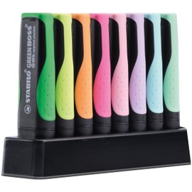 Eco-Friendly Highlighter - STABILO GREEN BOSS Pastel - Deskset of 8 - Assorted Colours