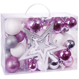 Brubaker, 50-Piece Christmas Baubles Set With Tree Topper - Artificial Christmas Decorations
