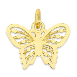 Solid Gold Butterfly Microcharm in 10k or 14k, Dainty Cute Symbol Charm Symbol with Clasp (10k Gold)