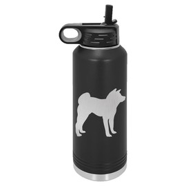 Akita Dog Insulated Water Bottle | Stainless Steel | Akita Dog Lover | Akita Gifts (32 oz, Black)