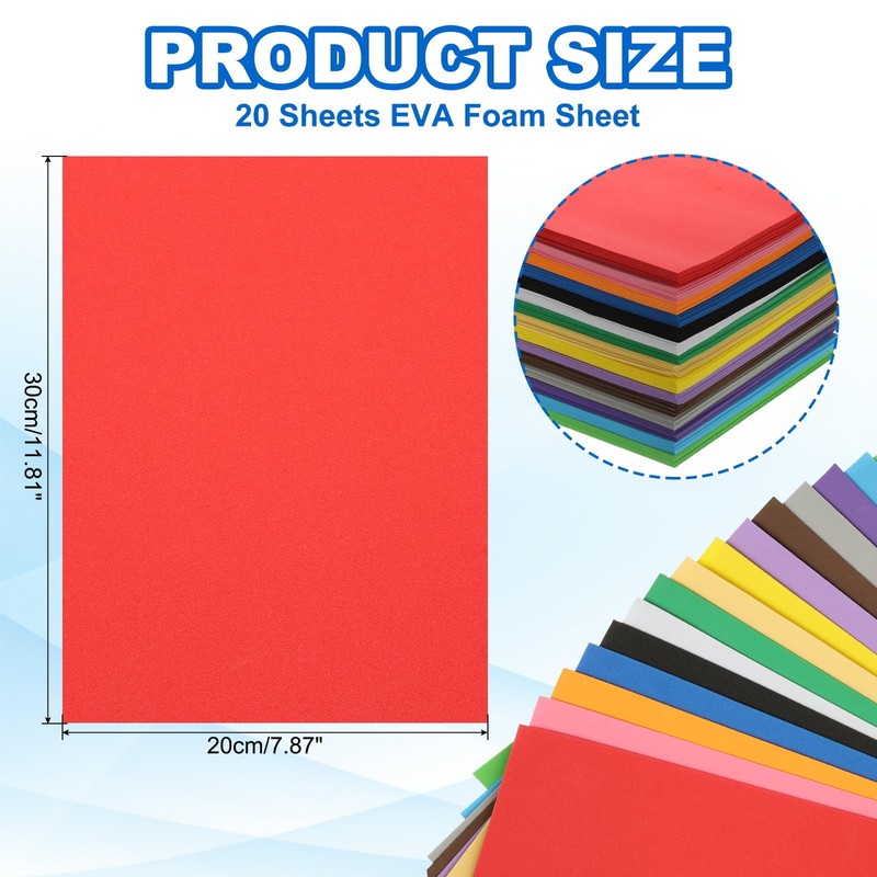 PATIKIL 20 Pcs Red EVA Foam Sheets, 12 x 8