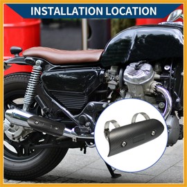 Partuto Muffler Heat Guard with Clamp/Exhaust Pipe Head Shield Cover for Motorcycle/Heat Insulation Carbon Fiber 145x62mm / 1 Set Black Replacement