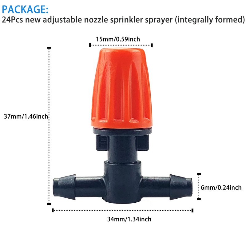 24 Pieces Adjustable Nozzle Sprinklers (Integrated Shaped) with 4/7 Flat
