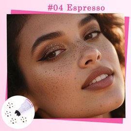 2 in 1 Long Lasting Soft Spot Pen Glitter Fake Freckle Stamp and Eyeliner Pencil, Natural Lifelike Freckle Stamp and Black Liquid Eyeliner Makeup (ESPRESSO)