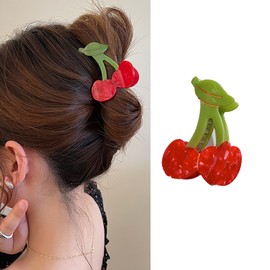 Ycfish Cherry Hair Clip Cherry Hair Accessories for Women Cherry Claw Clip for Party Acetate Hair Clips Fruit Small Claw Clips for Women & Girl