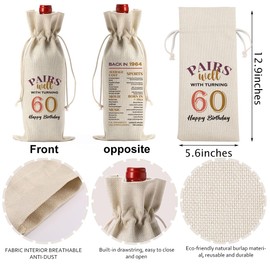 YUANHAO 60th Birthday Gifts for Women Men, 60th Birthday Wine Bag, Pairs Well With Turning 60th Wine Bag