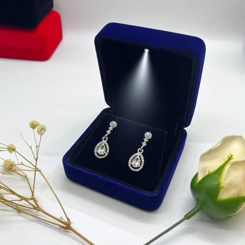 GBYAN Velvet Earring Box with LED Light, Stud Earring Gift