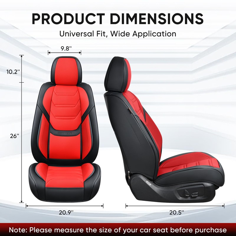 TIEHESYT Car Seat Covers Full Set, Breathable Leather Automotive Front