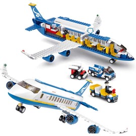 Buding Passenger Aeroplane with Worker and Truck, Aeroplane Compatible with Le,go - 463 Pieces