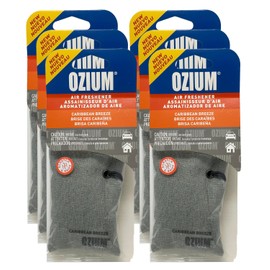 Ozium Scented Sachet Car Air Fresheners and Odor Eliminator for Car, Home Closets, Shoes, and Suitcases (Caribbean Breeze, 6 Packs)
