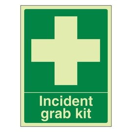 Bleedsave Incident Grab Kit - Portrait 100 x 150 mm - Glow In The Dark 1mm Rigid Plastic Safety Sign