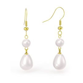 Pearl earrings for women, Trendy Cute Simulated Pearl Drop Earrings, Party Birthday wedding Thanksgiving gift for Women daughter (Double Pearl Drop)