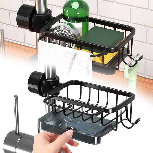KALVATAY Upgrade Kitchen Sink Faucet Organizer, 2024 Multifunction Sponge Holder