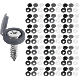 Aieino 150 Pieces Plastic Hinged Cover Caps for M4-M6 Screws, Snap Disc Covers, Screw Head, Decorative Cap, Protector, Flip Lids for Furniture (Black/Dark Grey/White)