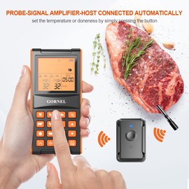 Wireless Meat Thermometer – Digital Cooking Thermometer with 2 Probes – 300Ft Remote Range Food Thermometer – Waterproof Probes