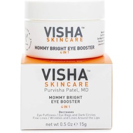Visha Skincare Mommy Bright Eye Booster 4 in 1 Cream for Dark Circles and Puffiness Under Eyes, Fine Lines and Wrinkles Eye Cream, Safe to Use During Pregnancy and Nursing 0.5oz