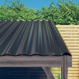 SKM Roof Panels 12 pcs Powder-Coated Steel Anthracite 39.4"x14.2",Anthracite (Weight 24.87KG)