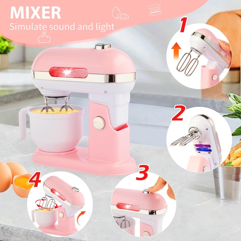 Play Kitchen Toys Kids Set with Coffee Maker Machine, Toaster,