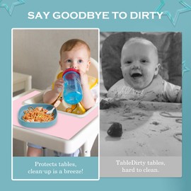 BlueBark High Chair Placemat for IKEA Antilop Baby High Chair, Silicone Placemats, Stain Resistant Non-Slip High Chair Tray Foods Placemat for Girls and Boys, Babies, Toddlers (1Pcs Peach)