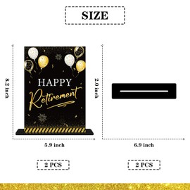 INNORU Acrylic Retirement Table Poster Centerpieces Set, Retirement Appreciation Gifts Officically Retired Table Decor Centerpieces for Women Men Office Retirement Party Decorations Set of 2 Gold