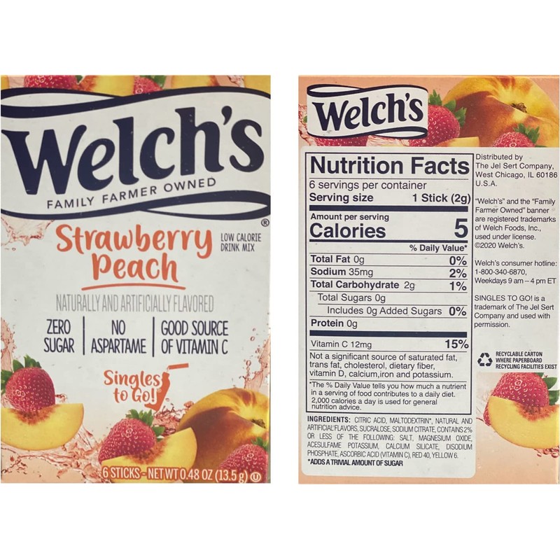 Welchs Singles To Go Variety! Strawberry Peach, Cherry Pomegranate &