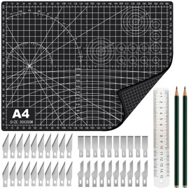 FANFX 44PCS A4 Cutting Mat Kit, Double-Sided A4 Mat for Carving Crafts, Cutting Board for Sewing Self Healing Cutting Mat (Black)