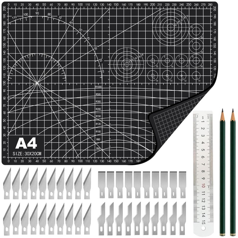 FANFX 44PCS A4 Cutting Mat Kit, Double-Sided A4 Mat for